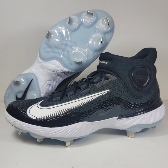 Nike Mens Alpha Huarache Elite 4 Mid Black White Baseball Cleats DJ6520-001 - Picture 1 of 11